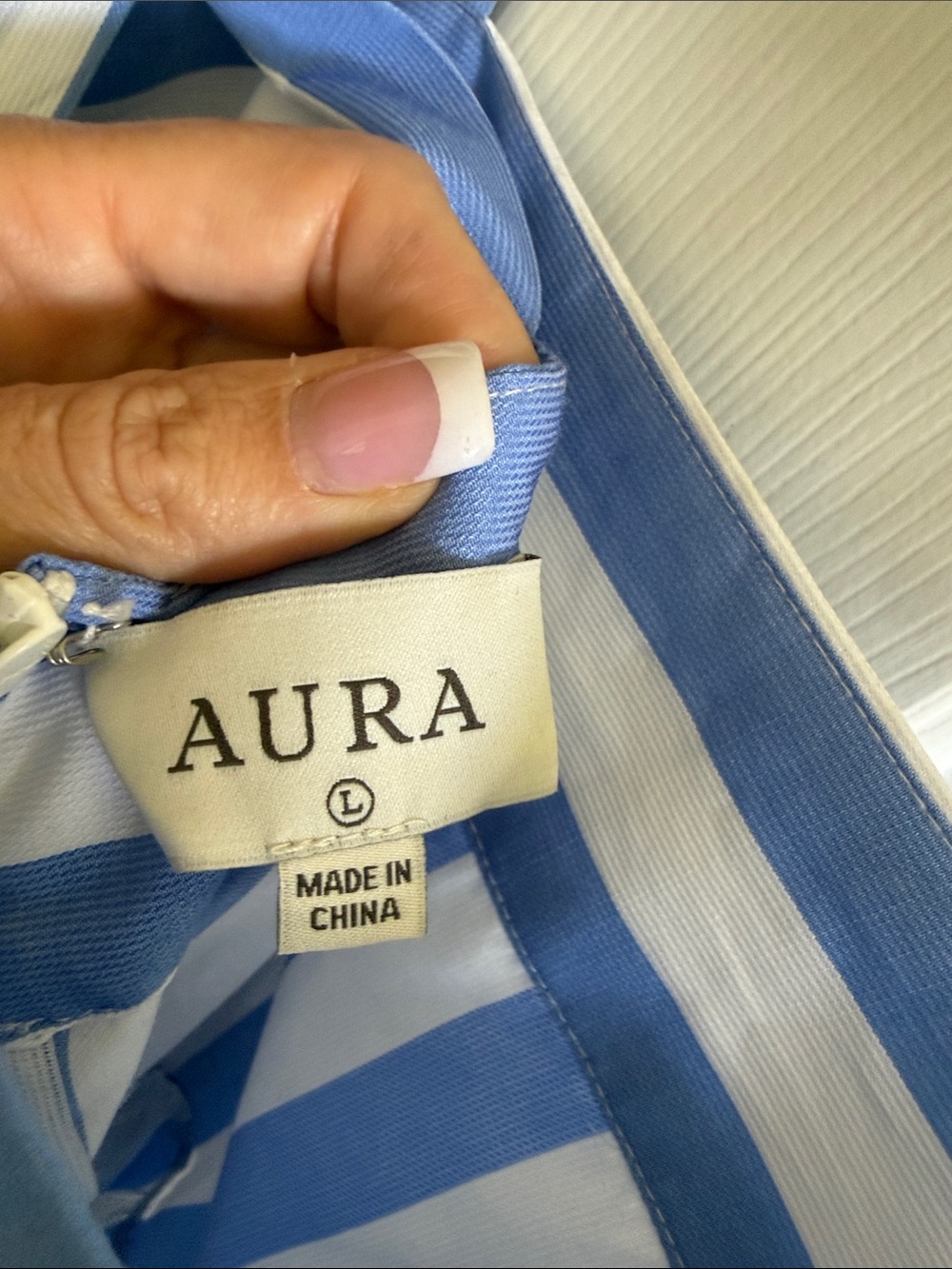 🌸 Aura: Blue and White Striped Tie-Shoulder Maxi Dress - Picture 5 of 6